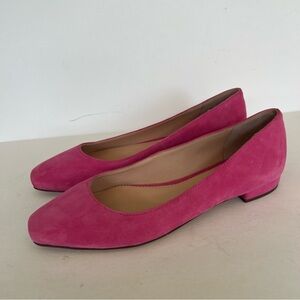 Women's J Crew Carolyn Skimmer Slip on Flats in Hot Neon Pink Suede Size 7 EUC